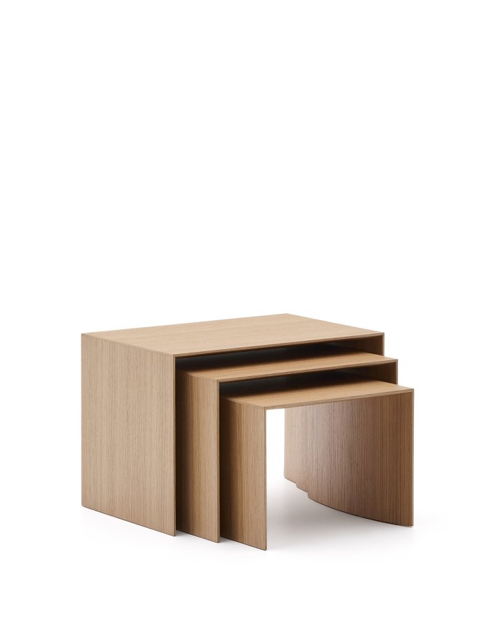  KAVE HOME Litto Satztische – natürliches Eichenfurnier (3er-Set)