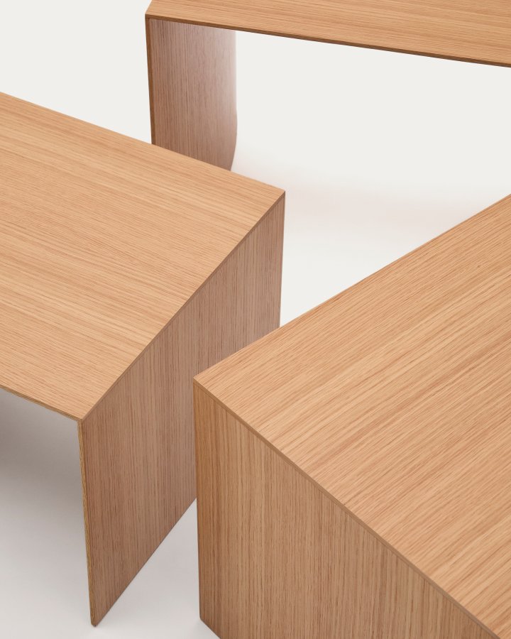  KAVE HOME Litto Satztische – natürliches Eichenfurnier (3er-Set)