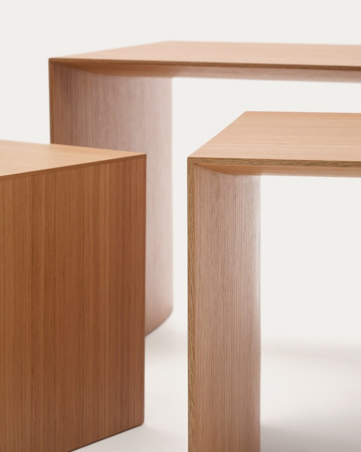  KAVE HOME Litto Satztische – natürliches Eichenfurnier (3er-Set)