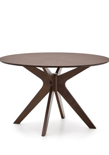 KAVE HOME Naanim spisebord, rund - brun valn�ddefiner og brun gummitr� (�120)