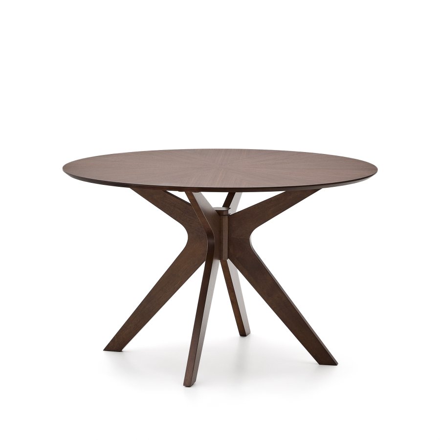 KAVE HOME Naanim spisebord, rund - brun valn�ddefiner og brun gummitr� (�120)