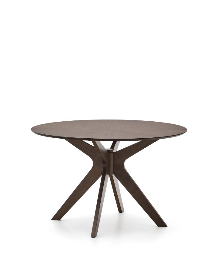 KAVE HOME Naanim spisebord, rund - brun valn�ddefiner og brun gummitr� (�120)