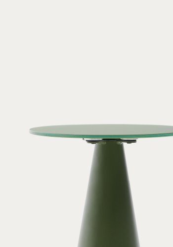 KAVE HOME Wilshire sidebord, rund - gr�n frostet h�rdet glas og mat gr�n st�l (�35)