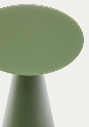 KAVE HOME Wilshire sidebord, rund - gr�n frostet h�rdet glas og mat gr�n st�l (�35)