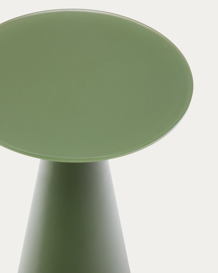KAVE HOME Wilshire sidebord, rund - gr�n frostet h�rdet glas og mat gr�n st�l (�35)