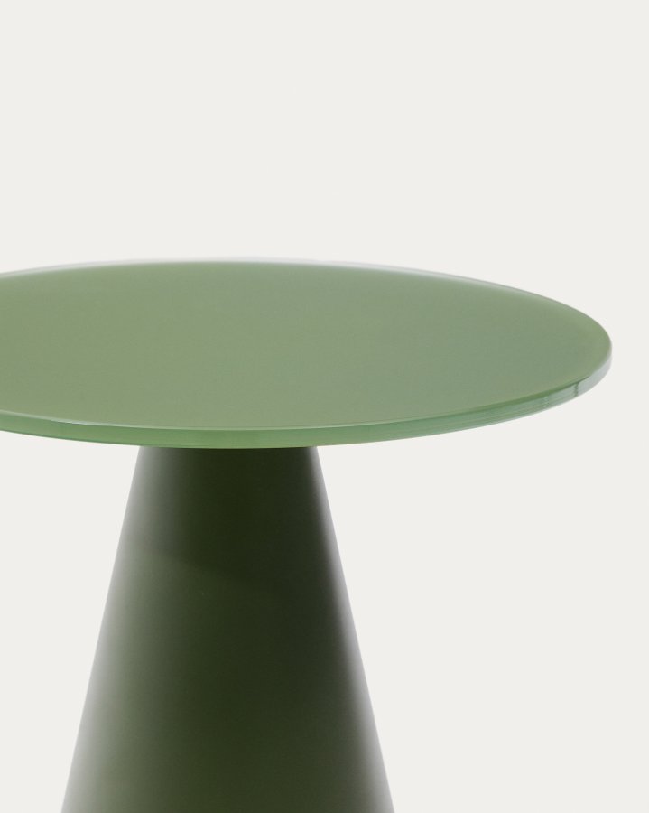 KAVE HOME Wilshire sidebord med frostet herdet glass og matt grnnmalt stlfinish  30 cm