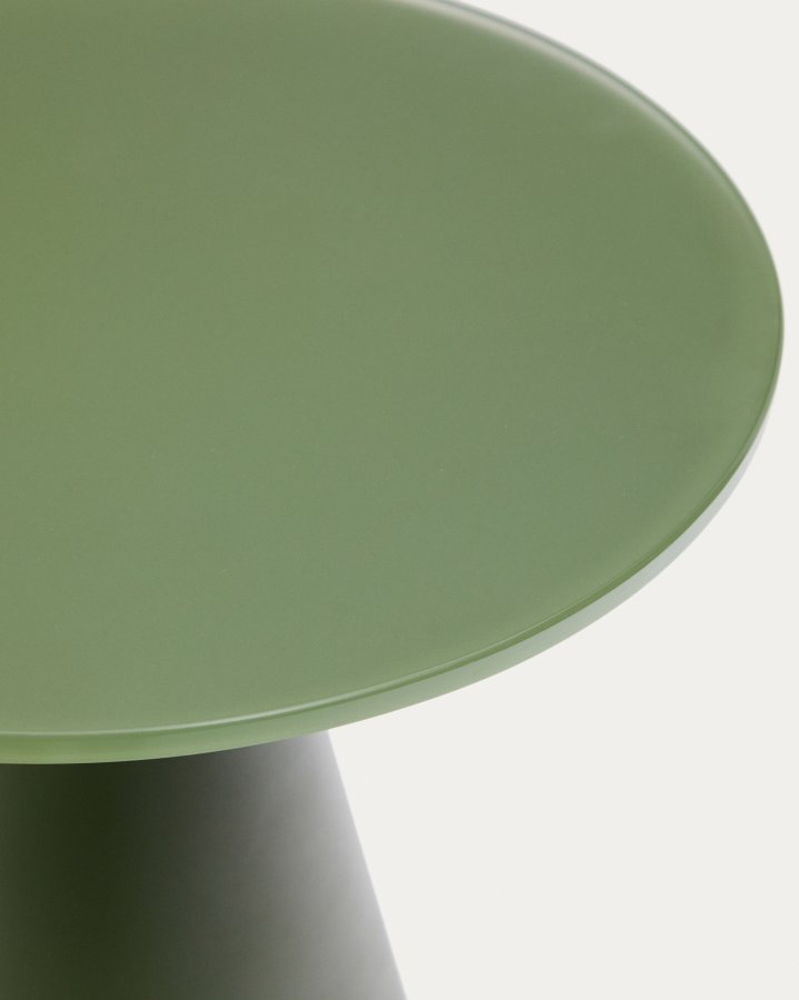 KAVE HOME Wilshire sidebord med frostet herdet glass og matt grnnmalt stlfinish  30 cm