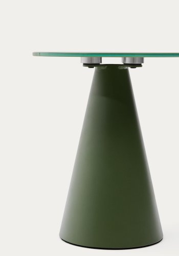 KAVE HOME Wilshire sidebord med frostet herdet glass og matt grnnmalt stlfinish  30 cm