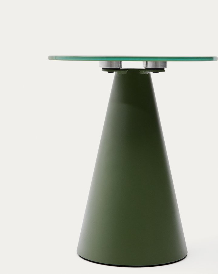 KAVE HOME Wilshire sidebord med frostet herdet glass og matt grnnmalt stlfinish  30 cm