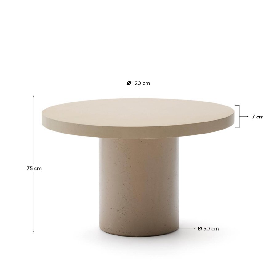 KAVE HOME Aiguablava hagebord, rundt - beige sement (120)