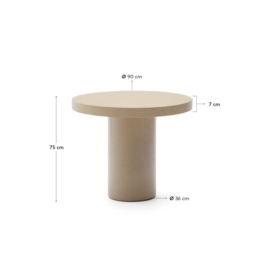 KAVE HOME Aiguablava hagebord, rundt - beige sement (90)