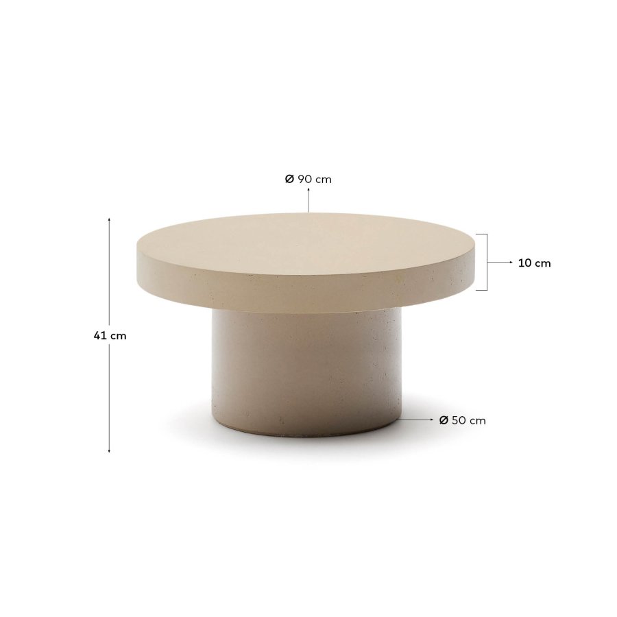 KAVE HOME Aiguablava utendrs salongbord, rundt - beige sement (90)