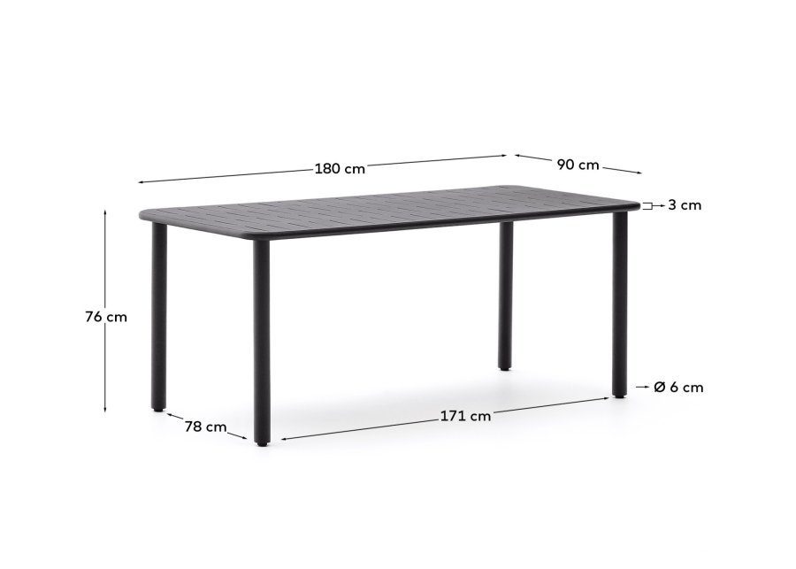 KAVE HOME Brai utebord i mrkegrtt galvanisert stl 180 x 90 cm
