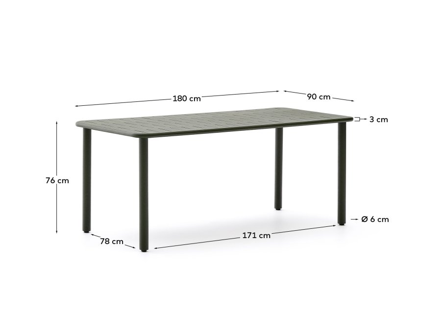KAVE HOME Brai utebord i grnt galvanisert stl 180 x 90 cm