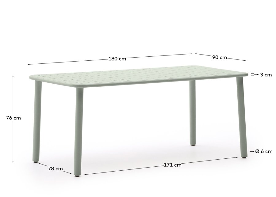 KAVE HOME Brai utebord i turkis galvanisert stl 180 x 90 cm