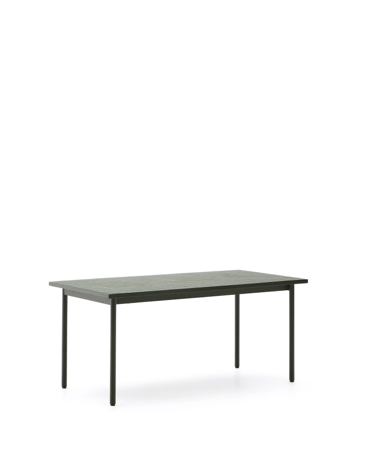 KAVE HOME Maurina utebord i grnt galvanisert stl med grnne fliser 182 x 91 cm