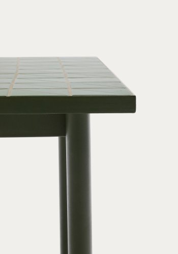 KAVE HOME Maurina utebord i grnt galvanisert stl med grnne fliser 182 x 91 cm