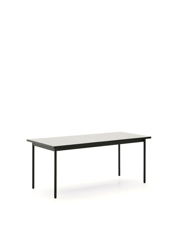 KAVE HOME Maurina utebord i grnt galvanisert stl med ecrufargede fliser 182 x 91 cm