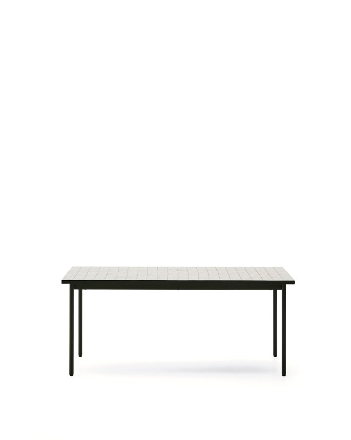 KAVE HOME Maurina utebord i grnt galvanisert stl med ecrufargede fliser 182 x 91 cm