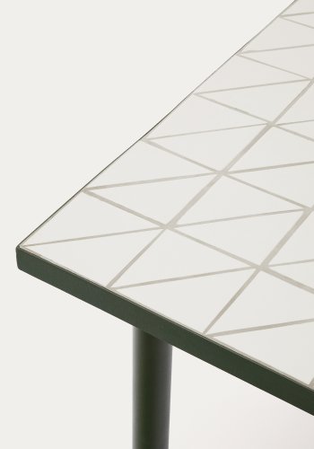 KAVE HOME Maurina utebord i grnt galvanisert stl med ecrufargede fliser 182 x 91 cm