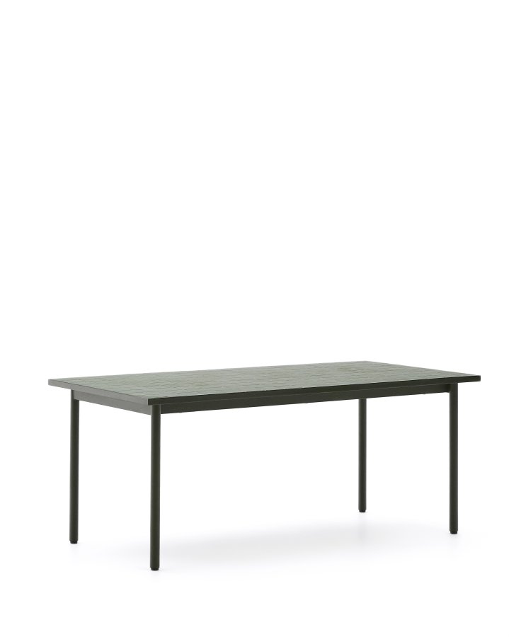 KAVE HOME Maurina utebord i grnt galvanisert stl med grnne fliser 223 x 101 cm