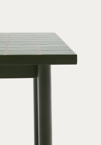 KAVE HOME Maurina utebord i grnt galvanisert stl med grnne fliser 223 x 101 cm