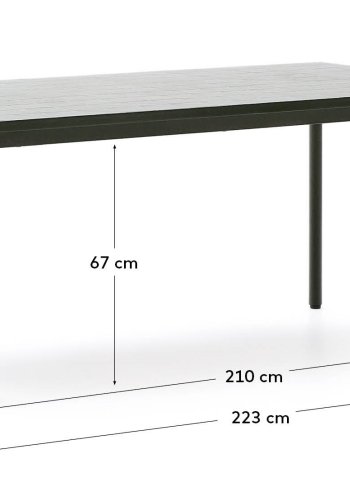 KAVE HOME Maurina utebord i grnt galvanisert stl med ecrufargede fliser 223 x 101 cm
