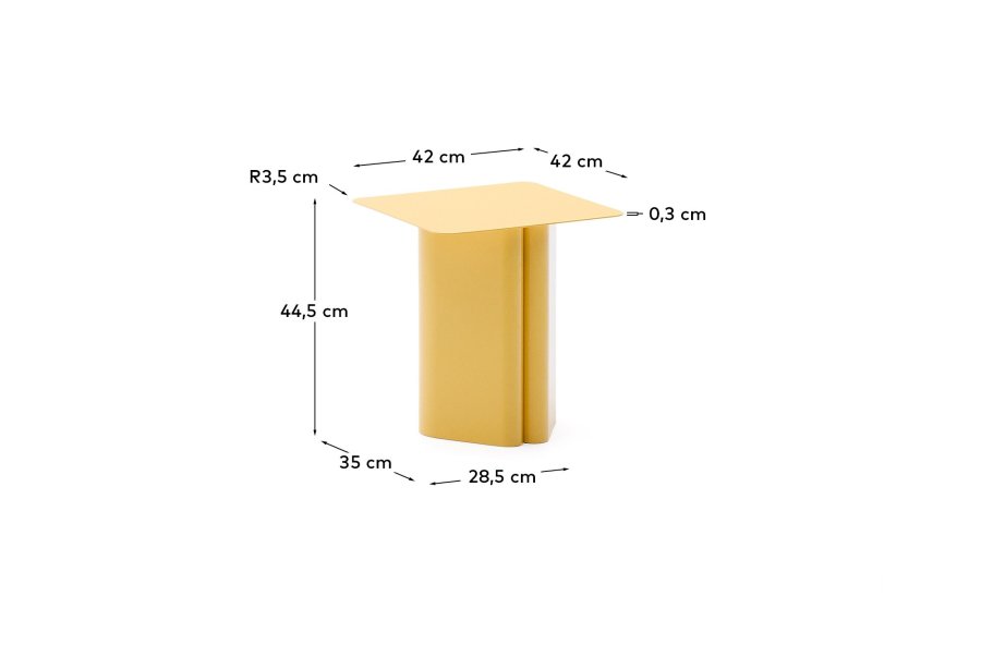 KAVE HOME Arvin gult jernbord 42 x 42 cm