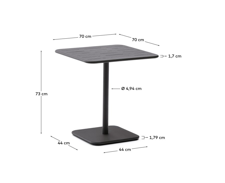 KAVE HOME Brai utebord i mrkegrtt galvanisert stl 70 x 70 cm
