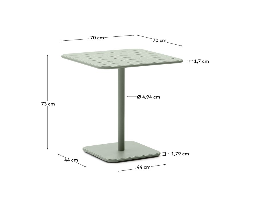 KAVE HOME Brai utebord i turkis galvanisert stl 70 x 70 cm