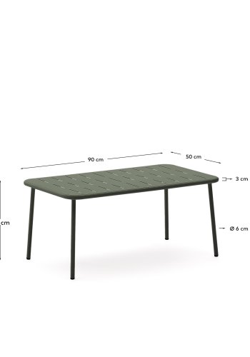 KAVE HOME Zivia utendrs salongbord i grnt galvanisert stl 90 x 50 cm