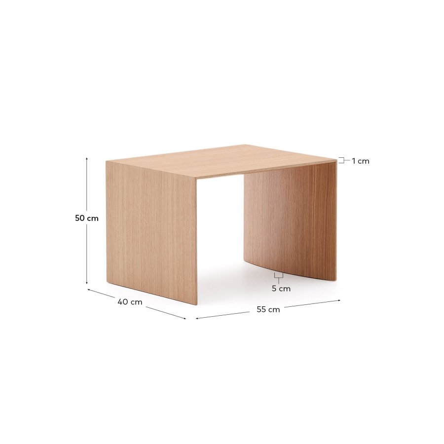 KAVE HOME Litto sidebord i eikefiner med naturlig farge, 55 x 40 cm