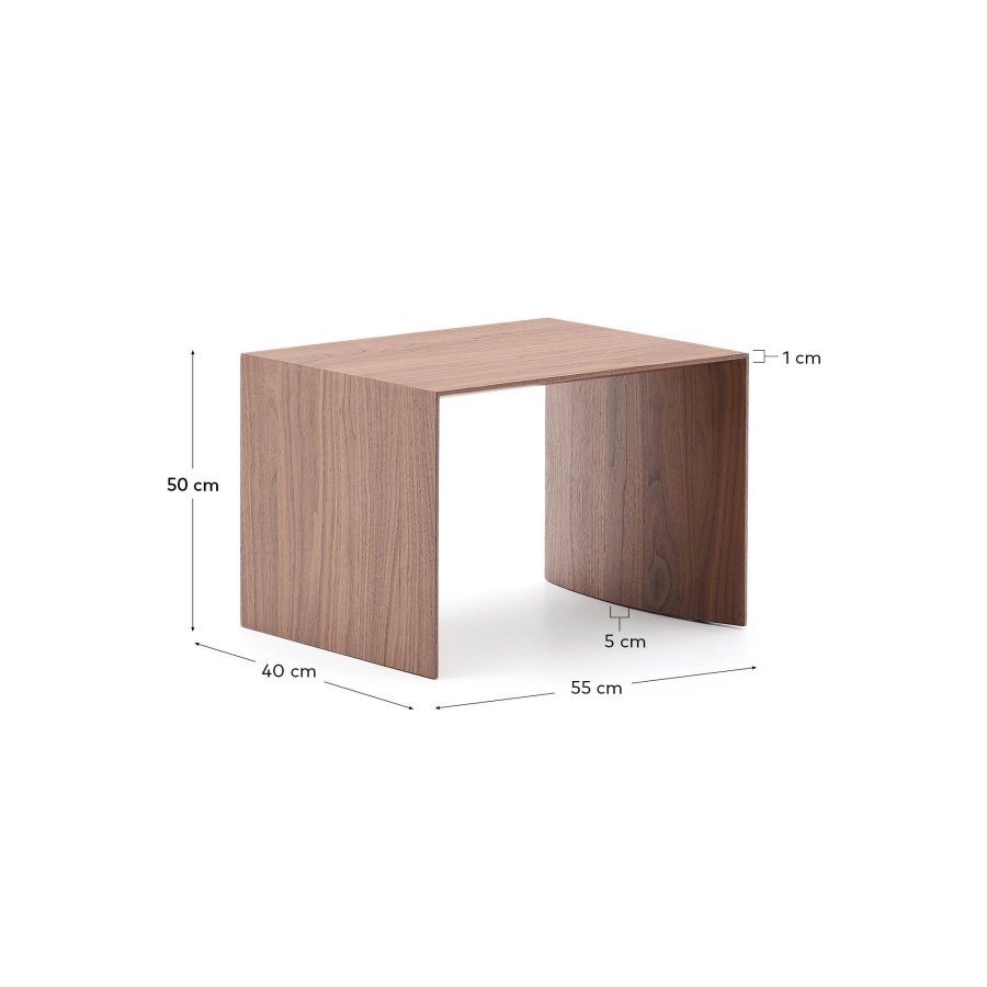 KAVE HOME Litto sidebord i valnttfiner med naturlig fargefinish, 55 x 40 cm