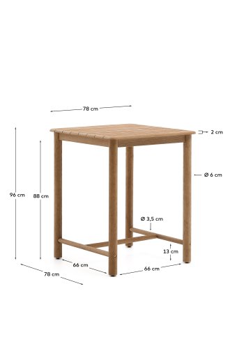 KAVE HOME Sori udend�rs barbord, kvadratisk - natur akacietr� (78x78)