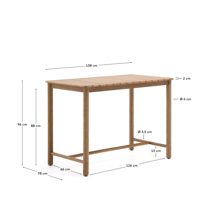 KAVE HOME Sori udend�rs barbord, rektangul�r - natur akacietr� (135x78)