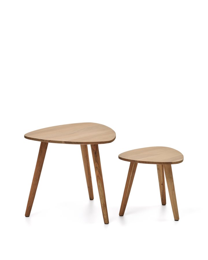 KAVE HOME Duvani sidebord - akacietr� med bleget finish (s�t med 2)