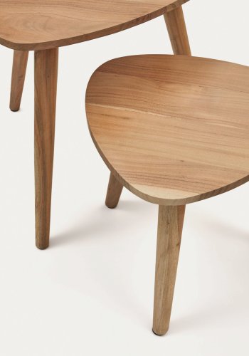 KAVE HOME Duvani sidebord - akacietr� med bleget finish (s�t med 2)