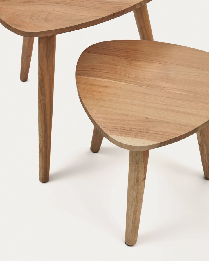 KAVE HOME Duvani sidebord - akacietr� med bleget finish (s�t med 2)