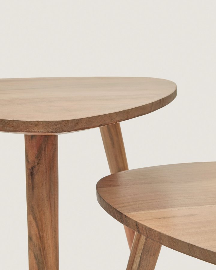 KAVE HOME Duvani sidebord - akacietr� med bleget finish (s�t med 2)