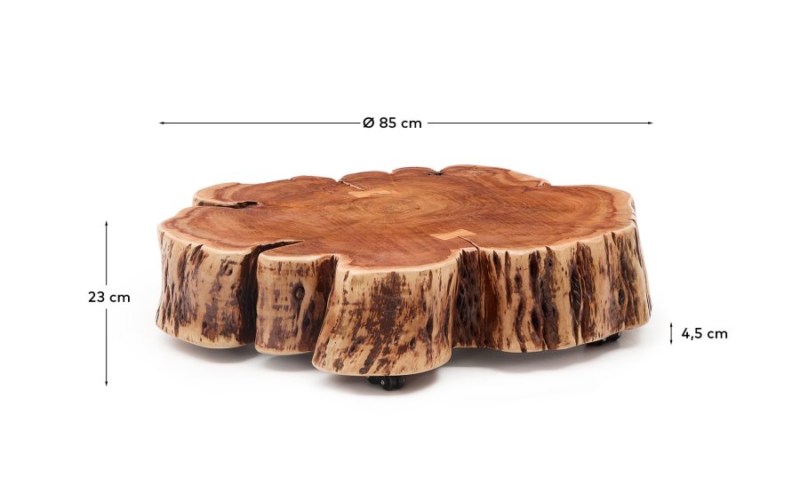 KAVE HOME Tavine sofabord, m. hjul - akacietr� med bleget finish (�85)