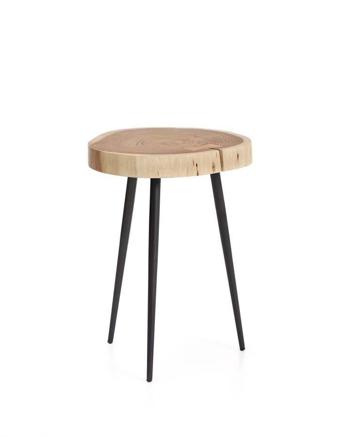 KAVE HOME Tanive sidebord, rund - akacietr� med bleget finish og sort st�l (�35)