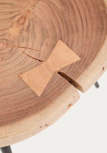 KAVE HOME Tanive sidebord, rund - akacietr� med bleget finish og sort st�l (�35)