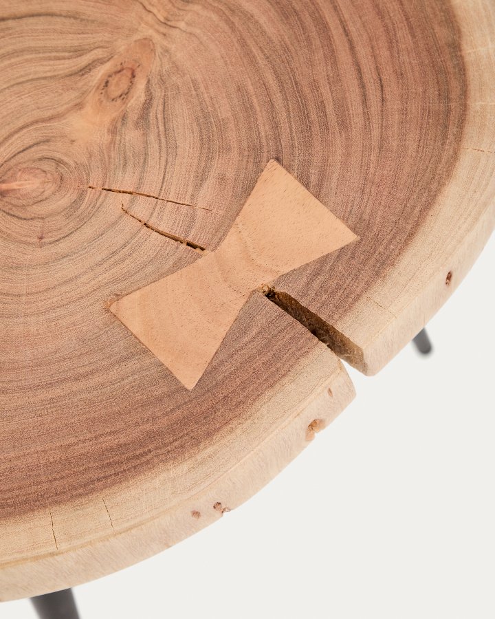 KAVE HOME Tanive sidebord, rund - akacietr� med bleget finish og sort st�l (�35)