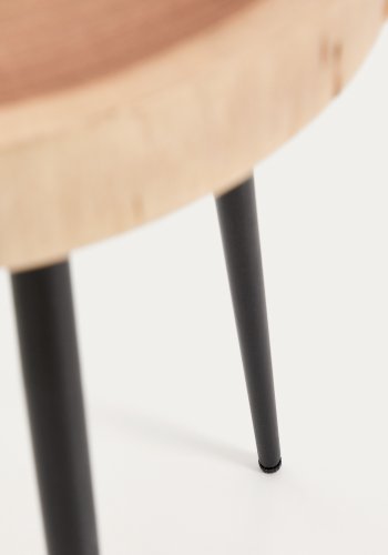 KAVE HOME Tanive sidebord, rund - akacietr� med bleget finish og sort st�l (�35)