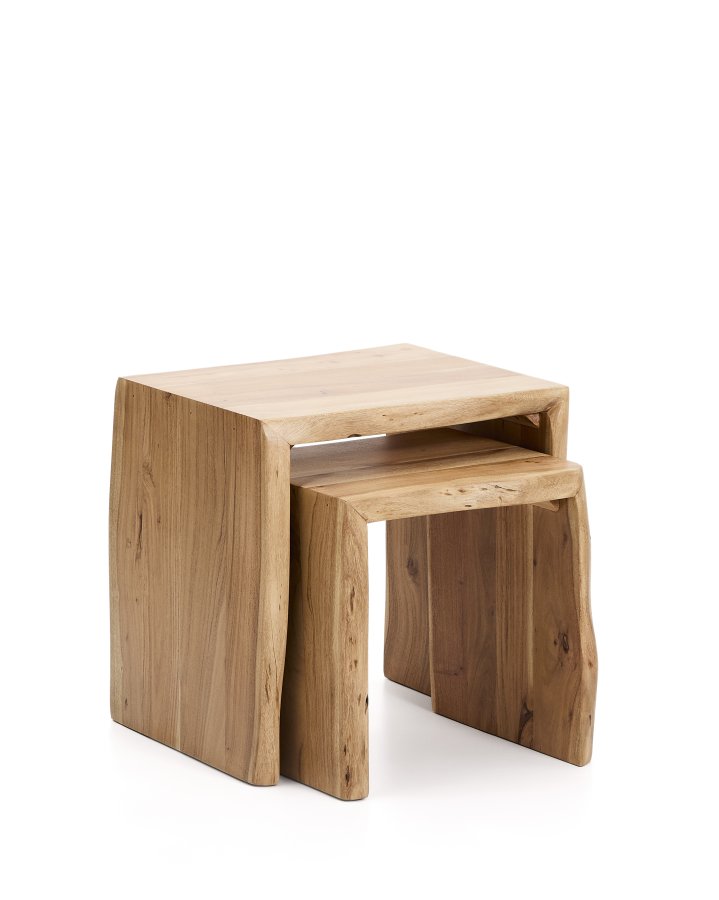 KAVE HOME Lomiri indskudsbord, rektangul�r - akacietr� med bleget finish (s�t med 2)