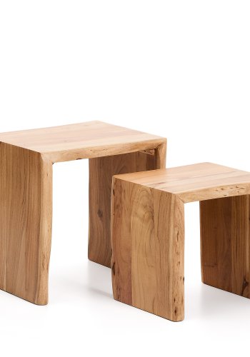 KAVE HOME Lomiri indskudsbord, rektangul�r - akacietr� med bleget finish (s�t med 2)