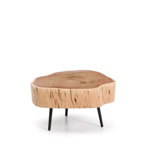 KAVE HOME Tanive sofabord, rund - akacietr� med bleget finish og sort st�l (�49)