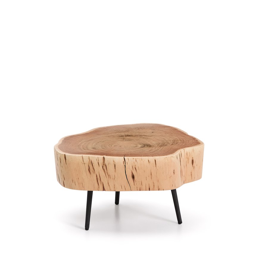 KAVE HOME Tanive sofabord, rund - akacietr� med bleget finish og sort st�l (�49)