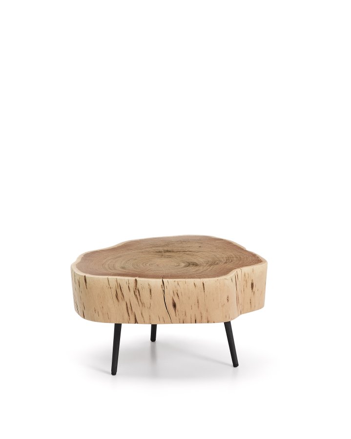 KAVE HOME Tanive sofabord, rund - akacietr� med bleget finish og sort st�l (�49)