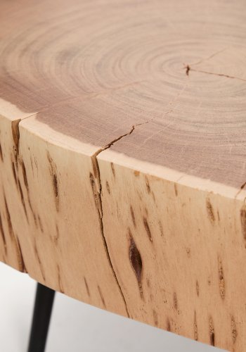 KAVE HOME Tanive sofabord, rund - akacietr� med bleget finish og sort st�l (�49)